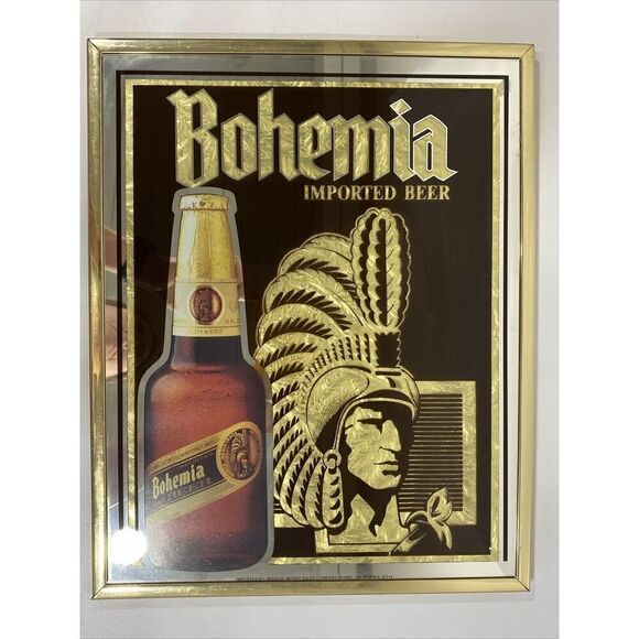 Bohemia Imported Beer Mirror Sign Screenprinted Foil Backed 12 1/4 X 15” - Picture 2 of 8